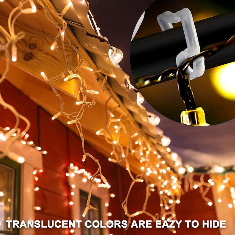 Doratale Holiday Light Clip Christmas Light Clips Outdoor Hang Gutter Hooks for Christmas Decoration String Lights, Mount to Shingles & gutters Outdoor Lights Clips for Xmas Winter Holidays-100 Pieces - Image 4
